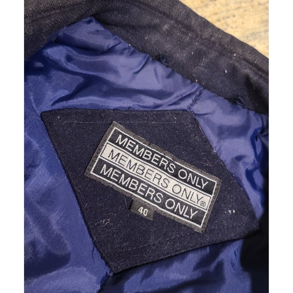 MEMBERS ONLY Lined Wool Jacket SIZE 40 Blue Vintage Zip Front - Picture 3 of 12